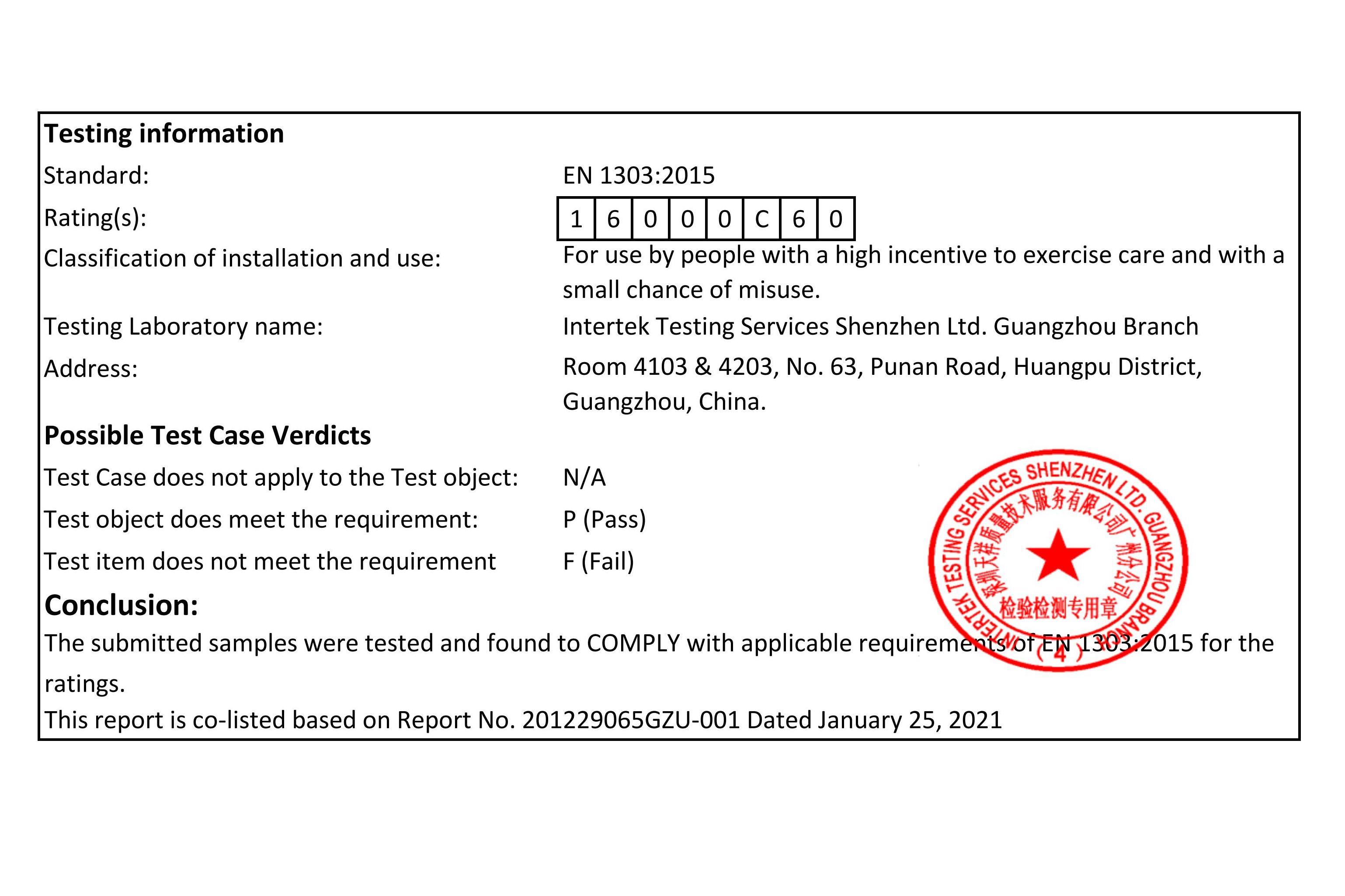 EN1303 Grade 6 security rating EN1303 Grade 6 security rating